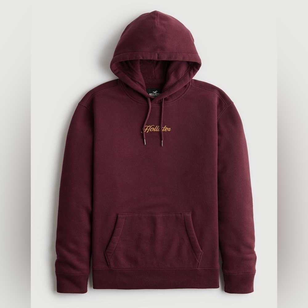 Hollister Co. Men’s Embroidered Logo Hoodie Burgundy